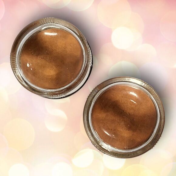 Set of 2 Vintage Glass Vanity Jars Gold Floral Metal Lids Hollywood Regency MCM - Picture 5 of 8